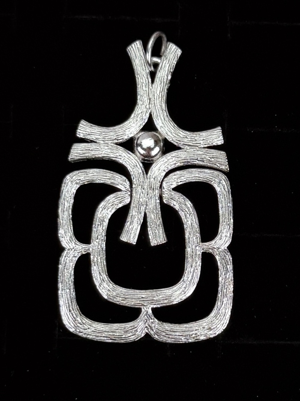 Vintage Silvertone Geometric Statement Large Pendant